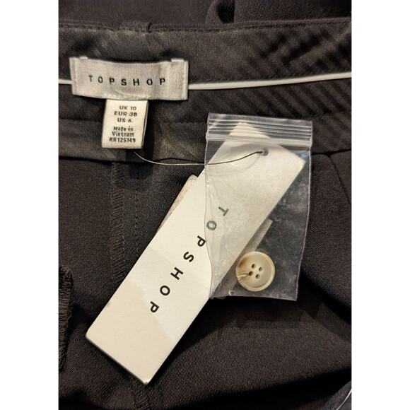 New Topshop sz 6 Pleated Pants office work slacks black ankle high rise L4 - Picture 6 of 6